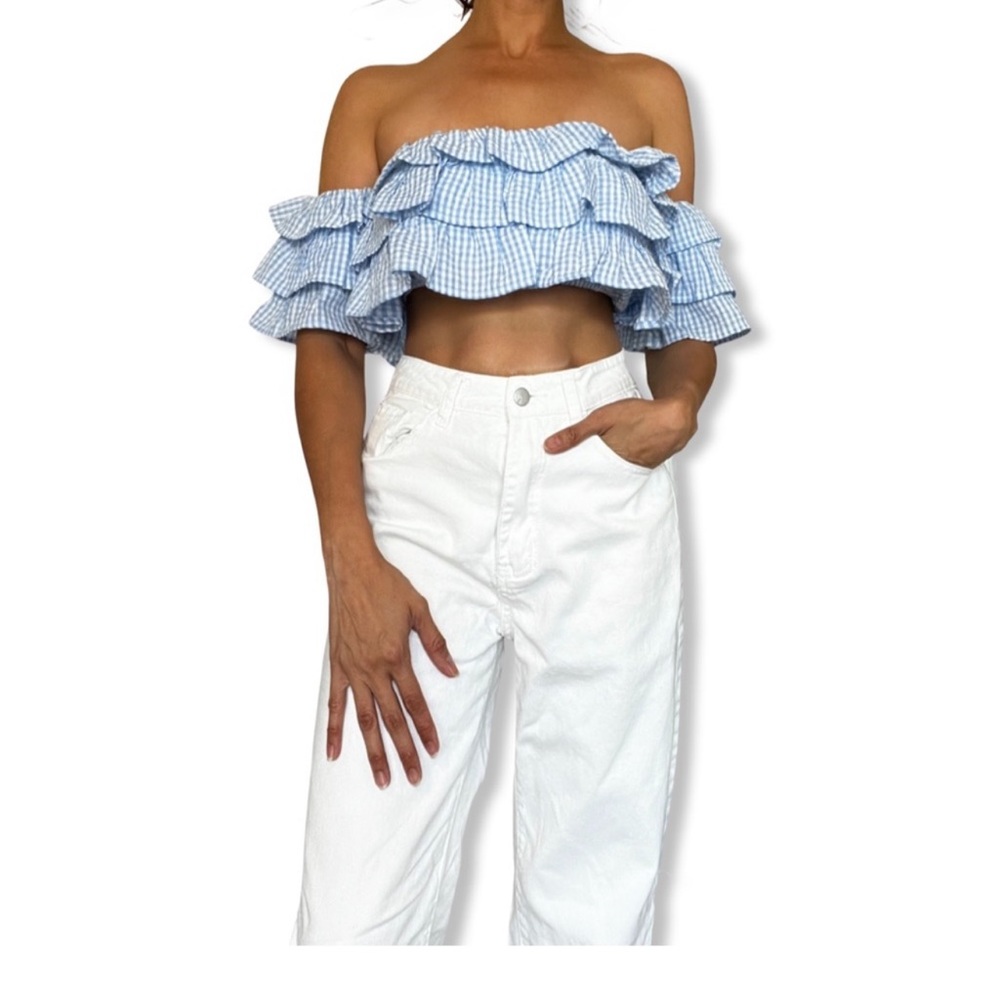 GAB AND KATE blue and white striped set NWT